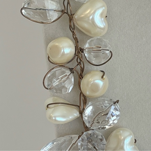 Vintage Abra Pearl and Lucite Necklace with Wire Lacing - Picture 6 of 14